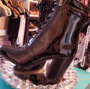 Black Michael Kors Patten Leather boots size 8.5 never worn in box.